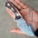 Damascus steel handmade gut hook skinner knife