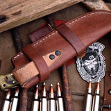Handcrafted Deer Hunting Knife with Damascus Steel & Sheep Horn Handle