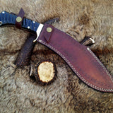 Damascus Kukri for Sale – 15" Buffalo Horn Handle