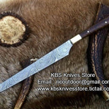 Damascus Steel Handmade Fillet Boning Knife with Rosewood and Brass Bolster Handle by KBS Knives Store