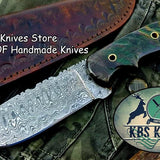 Custom Handmade Damascus Steel Hunting Skinning Camping Knife