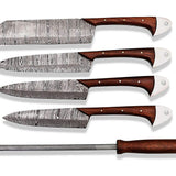 Custom Handmade Damascus Steel Kitchen Knives Set