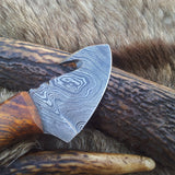 Mini Guthook Knife - Custom Damascus Steel Blade & Rosewood Handle