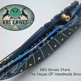 New Custom Handmade Patina-Color Damascus EDC Folding Knife