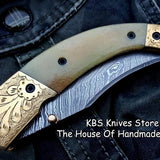 Custom Handmade Damascus Steel Folding Pocket Knife