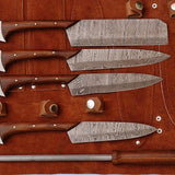 Custom Handmade Damascus Steel Kitchen Knives Set