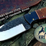 Custom Handmade 1095 Hammered Steel Skinner Knife