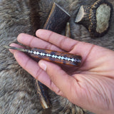 Mini Guthook Knife - Custom Damascus Steel Blade & Rosewood Handle