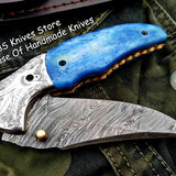 Custom Handmade Damascus Steel Folding Pocket Knife