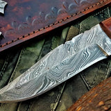 Custom Handmade Damascus Steel Skinning Hunting Knife