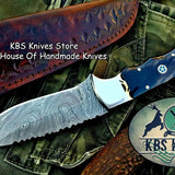 Custom Handmade Twist Damascus Steel Hunting Skinning Knife