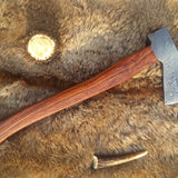 Handmade Custom Viking Axe with Damascus Steel Blade, Rosewood Handle, and Leather Sheath - KBS Knives Store