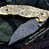 Custom Handmade Damascus Steel Folding Pocket Knife