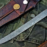 Damascus Steel handmade Fillet Boning Knife With Black Micarta and Steel Bolster handle, Overall length 13 inches