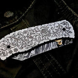 Custom Handmade Damascus Steel Folding Pocket Knife