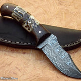 Hand Made Ladder Damascus Steel Skinner Knife
