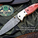 Custom Handmade Damascus Steel Folding Pocket Knife