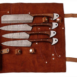 Custom Handmade Damascus Steel Kitchen Knives Set