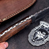 Custom Handmade Damascus Exotic Black Walnut Burl Wood Hunting Knife
