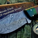 Custom Handmade Damascus Steel Hunting Skinning Camping Knife