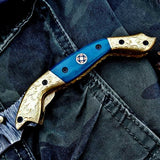 Custom Handmade Damascus Steel Folding Pocket Knife