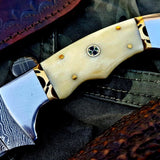 Custom Handmade Damascus Steel Hunting Skinning Camping Knife