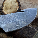 Deer Guthook Knife - Custom Damascus Steel Blade & Antler Horn Handle