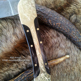 Everyday Carry Hand Engraved Damascus Steel Folding Pocket Knife with Buffalo Horn Handle – The HornGuard