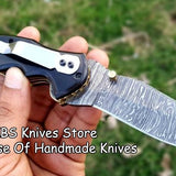 Custom Handmade Damascus Blade EDC Folding Pocket Knife With Pocket Clip