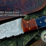 Custom Handmade Damascus Steel Hunting Skinning Knife