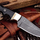 Custom Handmade Deer Hunting Knife with Damascus Steel Blade