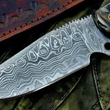 Custom Handmade Damascus Steel Hunting Skinning Camping Knife