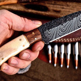 Handcrafted Custom Hunting Knife with Damascus Steel Blade