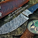 Custom Handmade Damascus Steel Hunting Skinning Knife