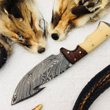 Full Tang Custom Handmade Damascus Steel Gut Hook Skinning EDC Knife
