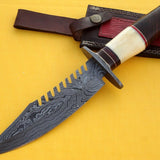 Custom Handmade Damascus Hunters Knife with Sheath