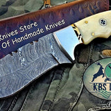 Custom Handmade Damascus Steel Hunting Skinning Camping Knife