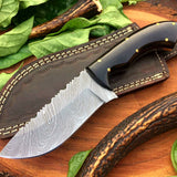 Full Tang Custom Handmade Damascus Steel Hunting Skinning Knife