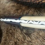 Damascus Steel Drop Point Skinning Knife with Bone and Rosewood Handle – 7 Inch Overall Length