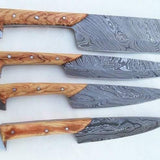 Custom Handmade Twist Damascus Steel Kitchen Knives Set