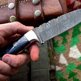 Custom Handmade Damascus Bushcraft Hunting Skinning Skinner Micarta Knife
