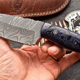 Custom Handmade Twist Damascus WIDE Deer - Elk Hunting Skinner EDC Knife