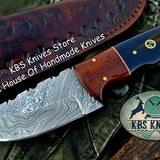 Custom Handmade Damascus Steel Hunting Skinning Knife