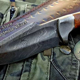 Custom Handmade Damascus Steel Hunting Skinning Camping Knife