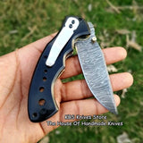 Custom Handmade Damascus Blade EDC Folding Pocket Knife With Pocket Clip