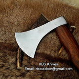 Handmade Custom Viking Axe with 1095 High Carbon Steel Blade, Rosewood Handle, and Leather Sheath - KBS Knives Store