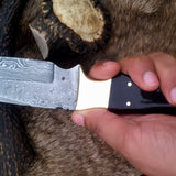 KBS Knives: Custom Handmade Fixed-Blade Hunting Knife | Raindrops Damascus Steel | 10 Inches
