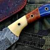 Custom Handmade Damascus Steel Hunting Skinning Knife