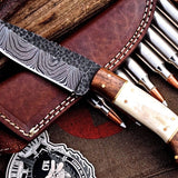 Handcrafted Custom Hunting Knife with Damascus Steel Blade