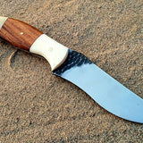 Custom Handmade Hunting Knife with Stone Texture Blade